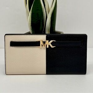 MICHAEL KORS Reed Black Multi Large Leather Snap Wallet